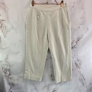 J Jill Pants Women 2 Petite Beige Khaki Crop Capri Side Zip Vintage High Rise